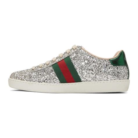 mens silver gucci sneakers|metallic gucci sneakers.